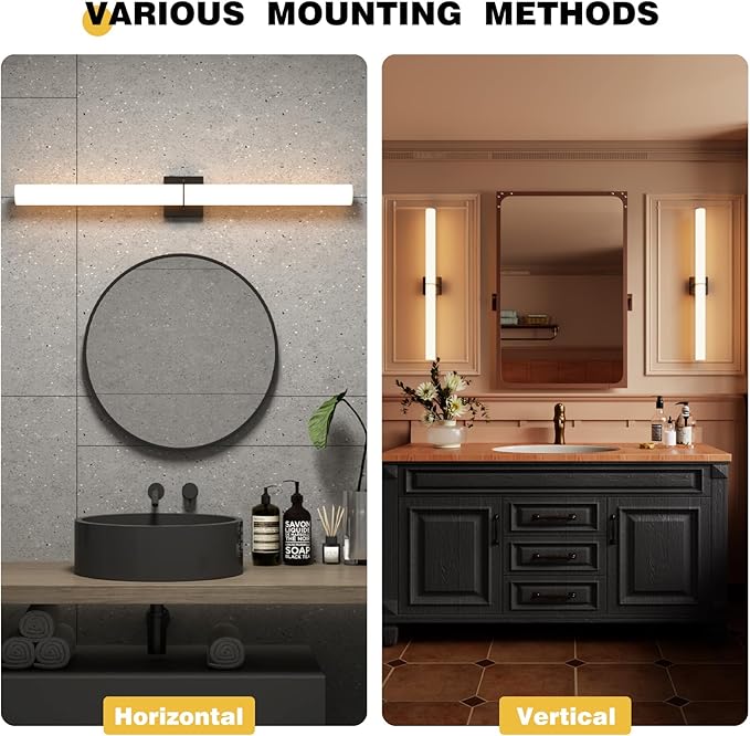 39 Inch 42W Led Bathroom Vanity Light,3000K-6000K Dimmable Vanity Lighting Fixtures with White Acrylic Lampshade,Indoor Hardwired Wall Light Over Mirror for Mirror Restroom(Black,1 Pack)