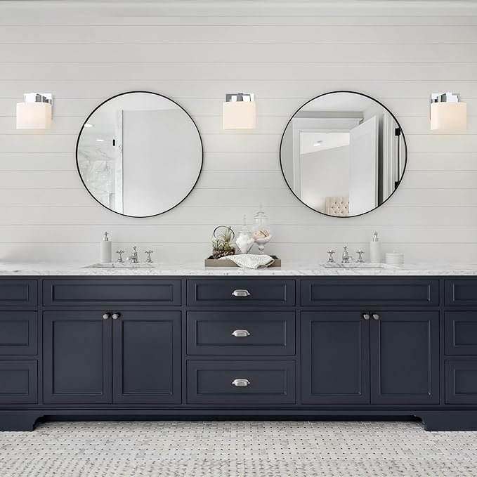 Design House Dove Creek Wall Light Sconce – Dimmable with Frosted Glass for Hallway, Bathroom, Foyer, Bedroom – Polished Chrome – Design House, 589663
