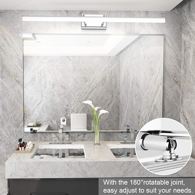 Aipsun 40 inch Modern LED Vanity Lights Adjustable Bathroom Light Fixtures Over Mirror Chrome Vanity Lighting 5500K