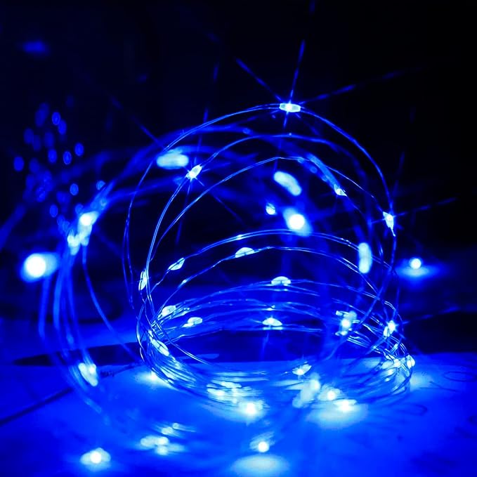 Yiaht 12 Pack Fairy Lights Battery Operated String Lights 7 Feet 20 Led Waterproof Christmas Lights Silver Wire Firefly Starry Moon Lights for Bedroom DIY Party Wedding Patio Christmas (Blue)