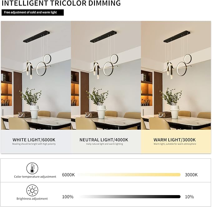 Siittoo Modern LED Pendant Lighting Fixtures, 45W Dimmable LED Modern Chandelier Lights with Geometric Shapes & Bubbles, 37'' Black Linear Wave Dining Room Light Fixture for Kitchen Island Living Room