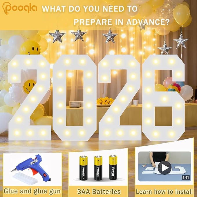 Pooqla 2.4FT Light Up Numbers for 25 Year Old Boy Girl Gifts, Marquee Numbers 2.4 Feet Tall Party Decor for Her Him, Mosaic Big Sign for 25th Birthday Decoration Backdrop, Warm White Large Number 25