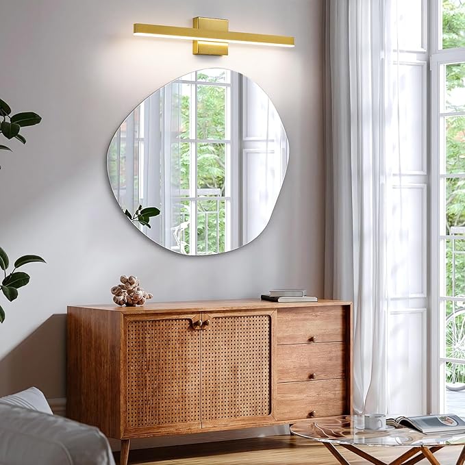 KAISITE Modern Bathroom Vanity Light Gold Light Fixture Over Mirror 24 inch Vanity Lighting Fixture Dimmable 5CCT LED Bar Vanity Light for Bathroom Restroom