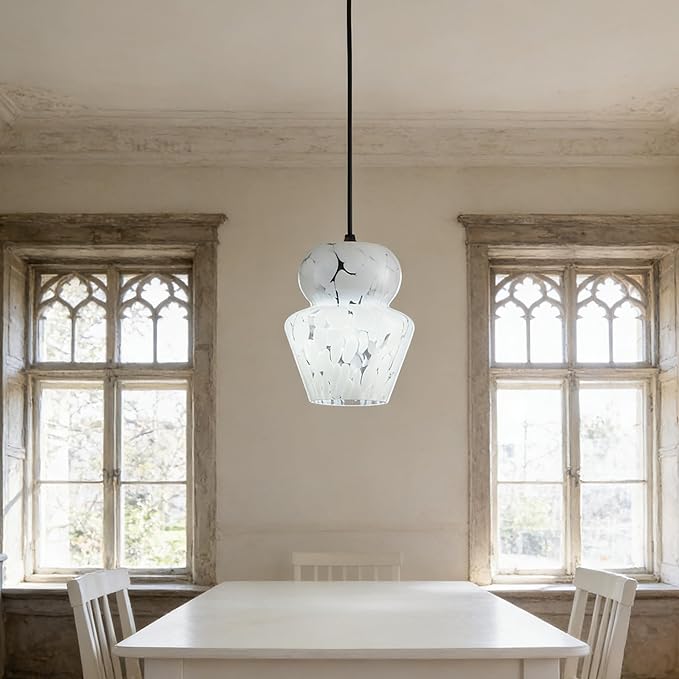 Industrial Pendant Light with Glass Shade Matte Black Pendant Lighting Adjustable Industrial Retro Style Hanging Light,Kitchen Island Farmhouse Pendant Lights Fixtures for Kitchen,Farmhouse