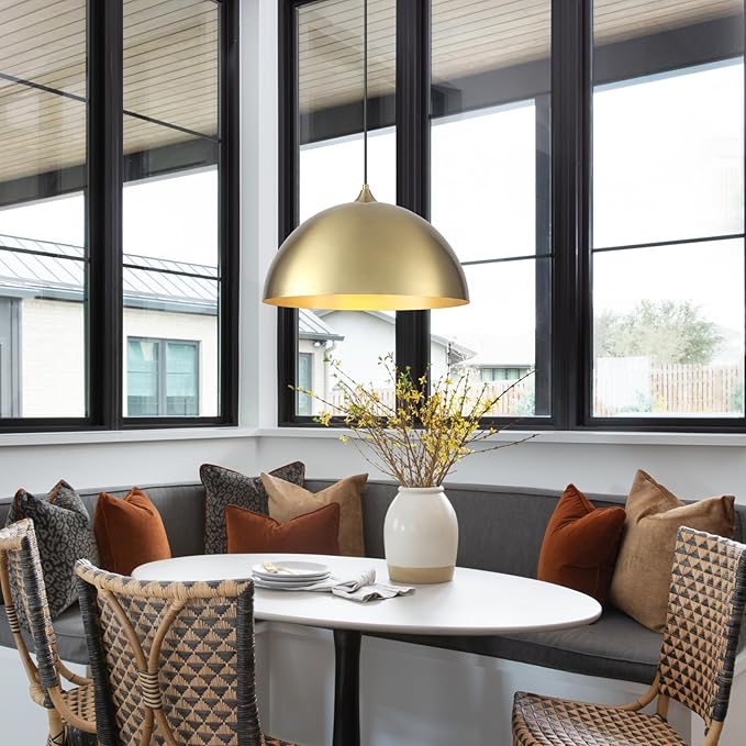 Gold Pendant Light 15.7", Modern Pendant Lights Kitchen Island, Large Farmhouse Hanging Lamp for Dining Room Bedroom Hallway Bar