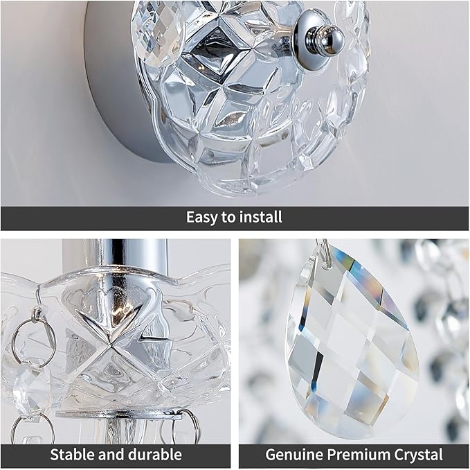 WUZUPS 3-Light Candle Vanity Wall Sconces Light Fixture for Bedroom Living Room Bathroom, E12 Base, Chrome