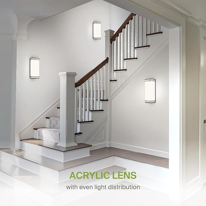 ASD LED Indoor Wall Mount Light Fixture - 14 Inch 20W Modern Interior Matte Black Dimmable Wall Sconce Light - ETL 3000K 4000K 5000K Adjustable - Hallway, Bedroom LED Wall Lights, 2 Pack