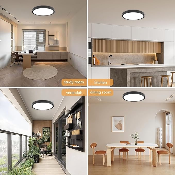 6PK 15.8 Inch Led Ceiling Light Flush Mount, 34W, 3060LM, 3000K/4000K/6000K CCT Selectable Super Slim LED Ceiling Light, Close to Ceiling Round Flat Panel Light for Hallway, Bedroom,Kitchen ect