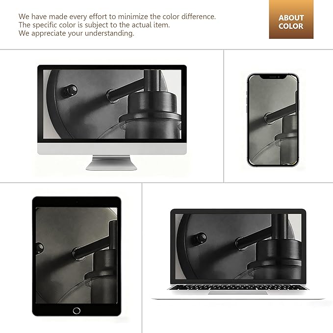 Black Bathroom Vanity Lights, 1-Light Wall Sconce with Glass Globe Shade, Vanity Lighting for Bathroom/Bedroom/Dressing Room, Vertical/Horizontal Mounted, E26 Bulb Base (Bulb Not Included)