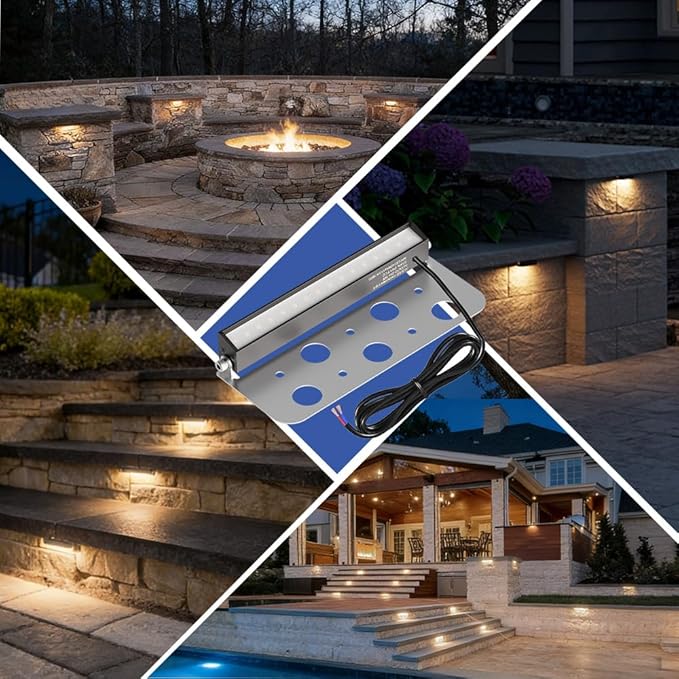 JESLED 8Pack 7inch LED Retaining Wall Lights, 5W Landscape Lighting, LED Hardscape Lighting,12V Paver Lights Low Voltage Hardscape Lights, 5W Outdoor Step Lights, 2700K Warm White, Waterproof