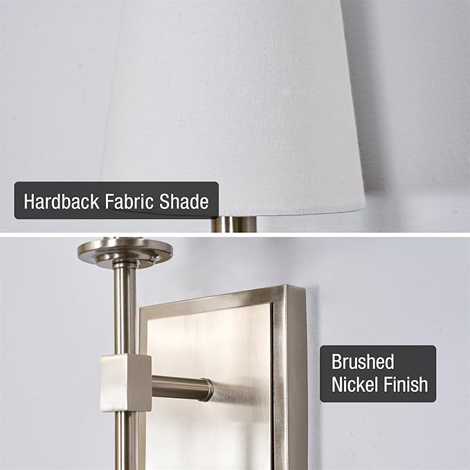 Kira Home Torche 20" Wall Sconce/Wall Light + Linen Shade, Brushed Nickel Finish