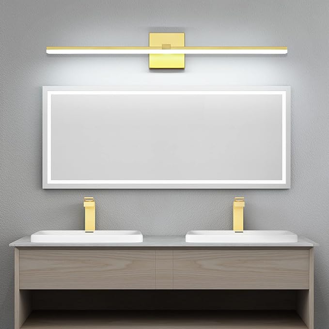 ZUZITO 40 Inch LED Vanity Light Gold Bathroom Lighting Fixtures Dimmable Modern Bathroom Lights Over Mirror 6000K Cool White