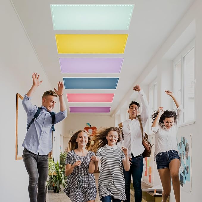 QOUBAI 6PCS Fluorescent Light Covers, 4x2 Feet Magnetic Light Cover Fluorescent Lights Shade Panel Positive Inspirational Ceiling Lights Filters for Office Classroom Home Drop Ceiling Purple Colorful