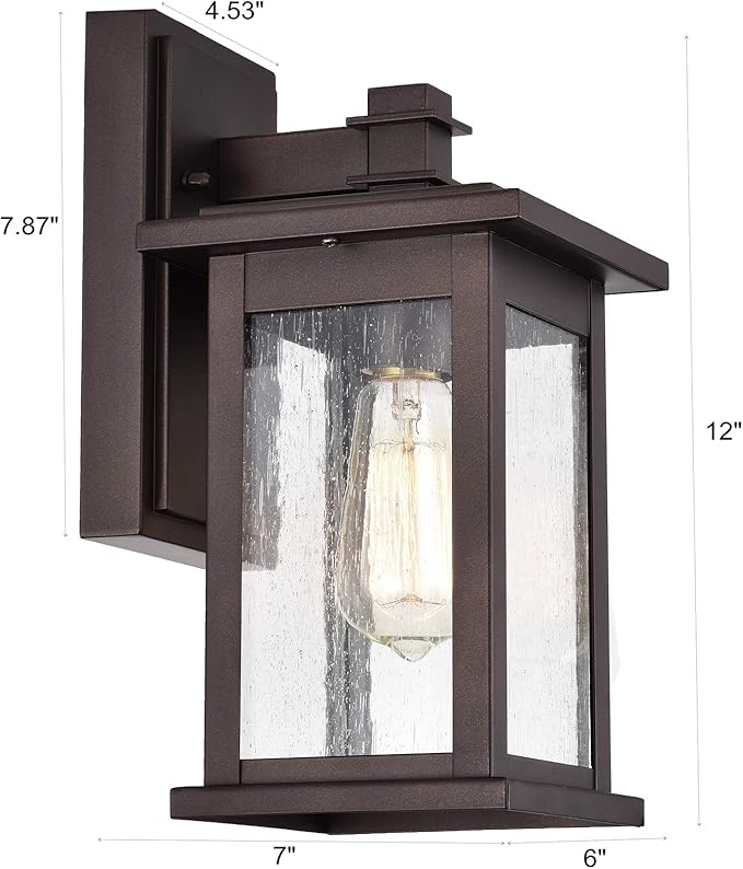 MICSIU 2-Pack Bronze Outdoor Wall Light, 12.25" Anti-Rust Sconce, No Assembly Required, 100W Max Exterior Fixture for Front Door, Garage, Patio, Yard, Deck