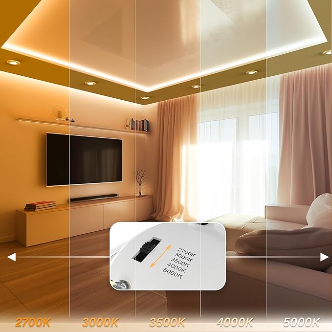 4 Inch LED Mini Surface Mount Light, Recessed Trim, Small Flush Mount Ceiling Light for Hallway, Bathroom, Kitchen, 120V, 60W Replacement, 5CCT Selectable, ETL, Wet Rated, Black/4 Packs