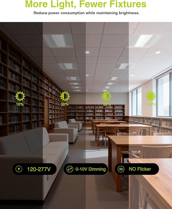 YXL 2x4 LED Troffer Light, 5CCT Switch LED Drop in Ceiling Light for Dropped Ceiling, 9720/8100/6750/5400/4050 Adjustable Lumens, 6500/5000/4000/3500/3000K Color Temperature, Dimmable 0-10V,ETL