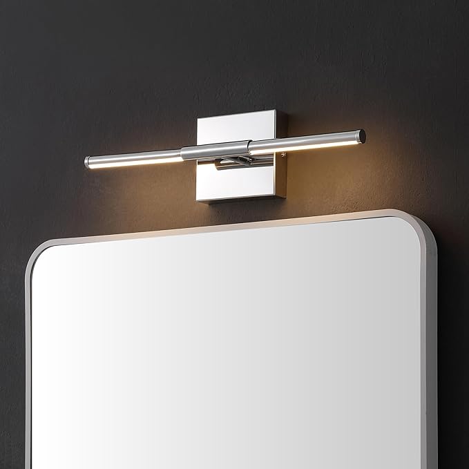 JONATHAN Y 16.25" Chrome Modern Dimmable Integrated LED Wall Sconce, Minimalist Adjustable Metal Vanity Light for Bathroom Mirror, Bedroom, Hallway, 3000K, ETL Listed JYL7039A