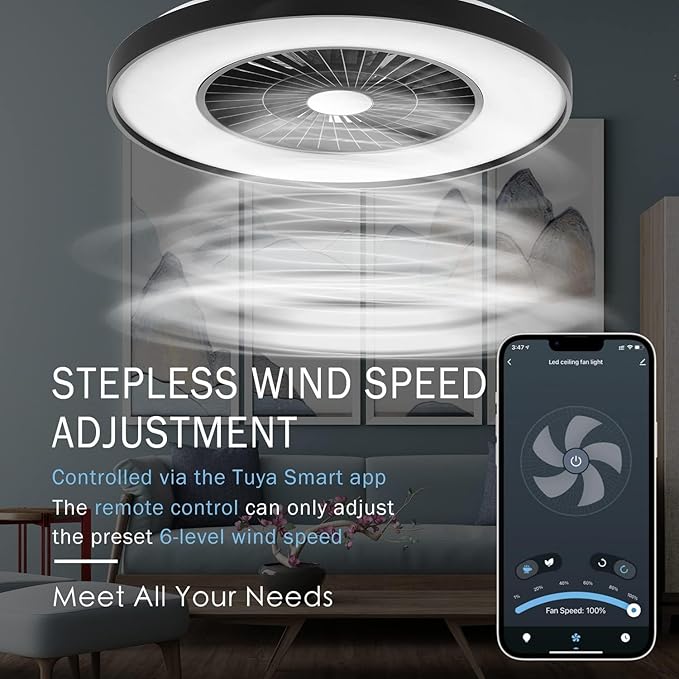 Smart LED Ceiling Light with Fan,RGB Ceiling Fan Lights, Stepless Dimming, 60CM Modern Fan Lighting,Ceiling Fan with RGB Light for Living Room, Dining Room, Bedroom