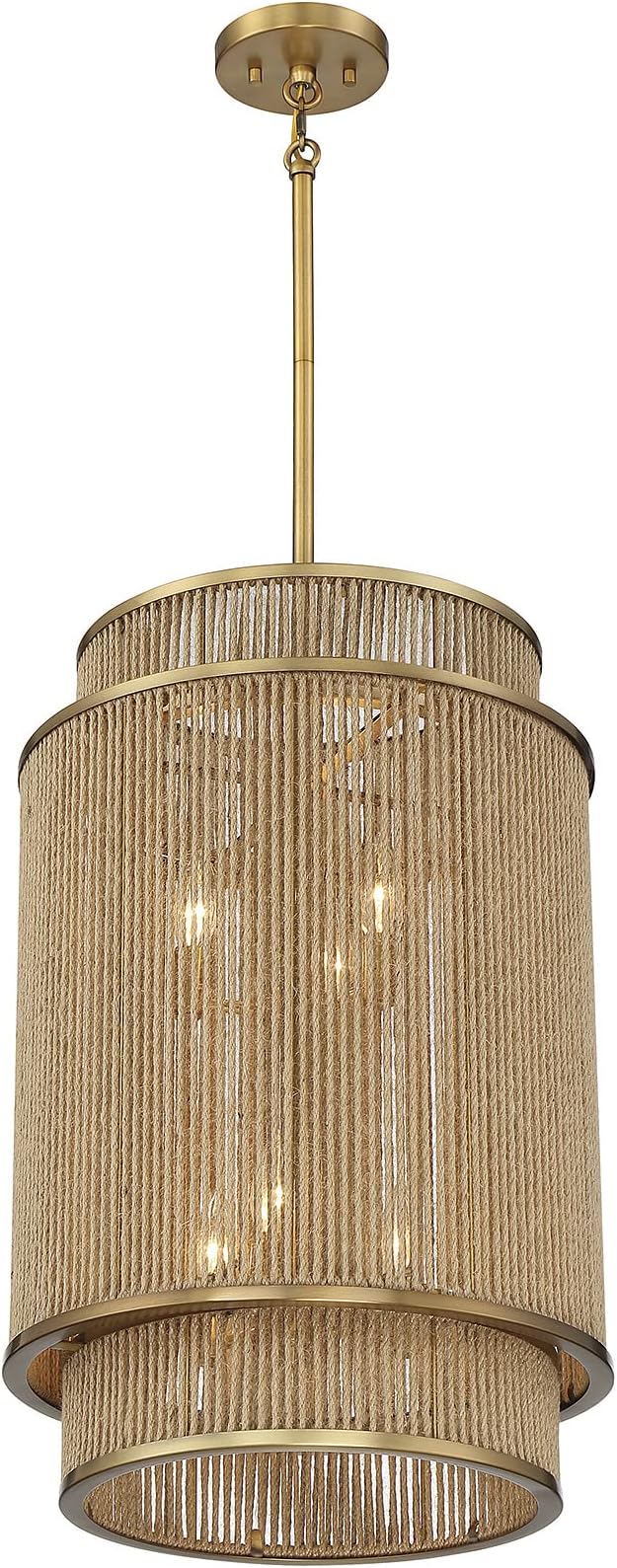 Savoy House 3-1773-6-320 Ashburn Bohemian/Eclectic Rope Pendant, 6-Light 360 Total Watts, 25" H x 16" W, Warm Brass