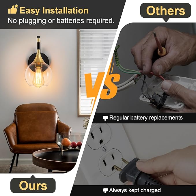 Modern Wall Sconce, Black and Gold Bathroom Vanity Lights with Clear Glass Shade, 1-Light Wall Light Fixture for Bathroom,Living Room, Hallway, Bedroom