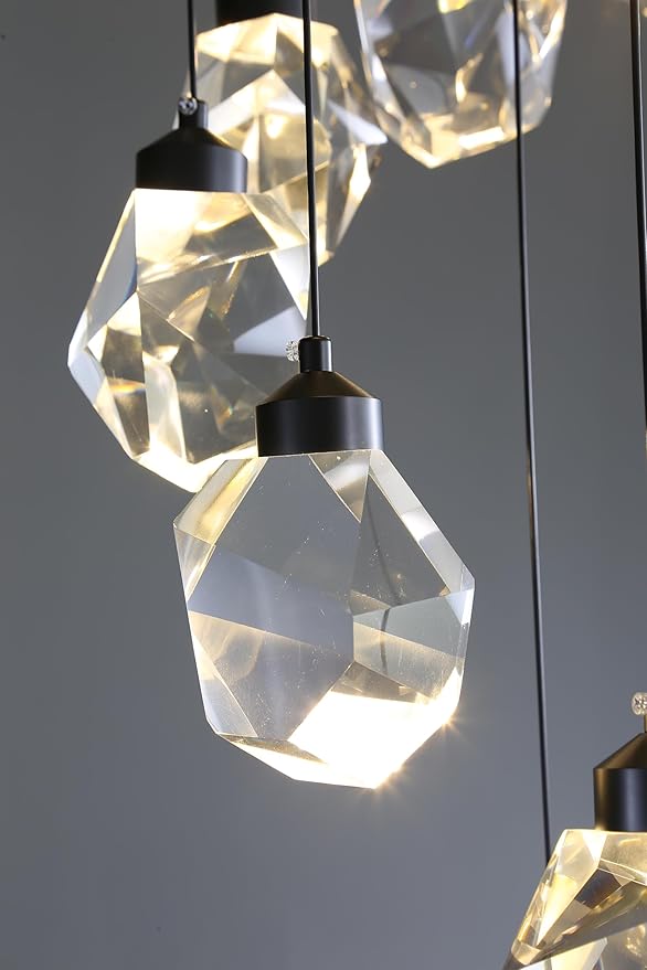 Modern Pendant Lights Kitchen Island, Mini Black Pendant Light, Led Small Crystal Chandelier for Dining Room 3000K-6000k,5W