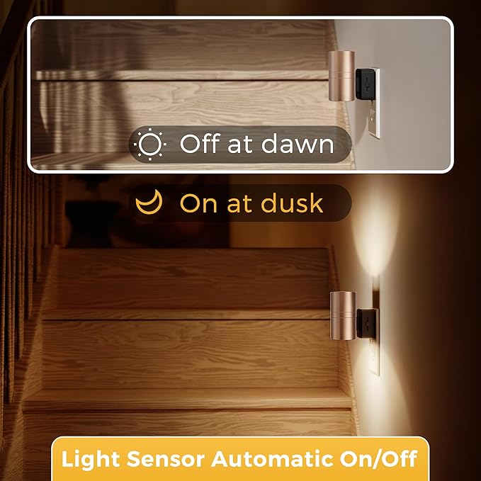 L LOHAS LED Night Light, 2 Pack Night Lights Plug into Wall, Automatic Dusk to Down Nightlight, 3000K Soft White 0-100LM Dimmable Modern Nightlight for Kids Bedroom Hallway