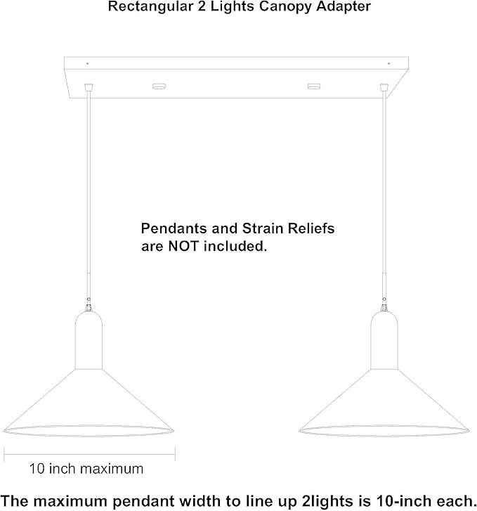 Two Pendant Light Linear Canopy Accessory Light Kit, 14 inch Flush Mount Cluster Canopy, Hanging 2 Lights with One Outlet Box for Kitchen Island, Mounting Hardware Included, Brushed Nickel…