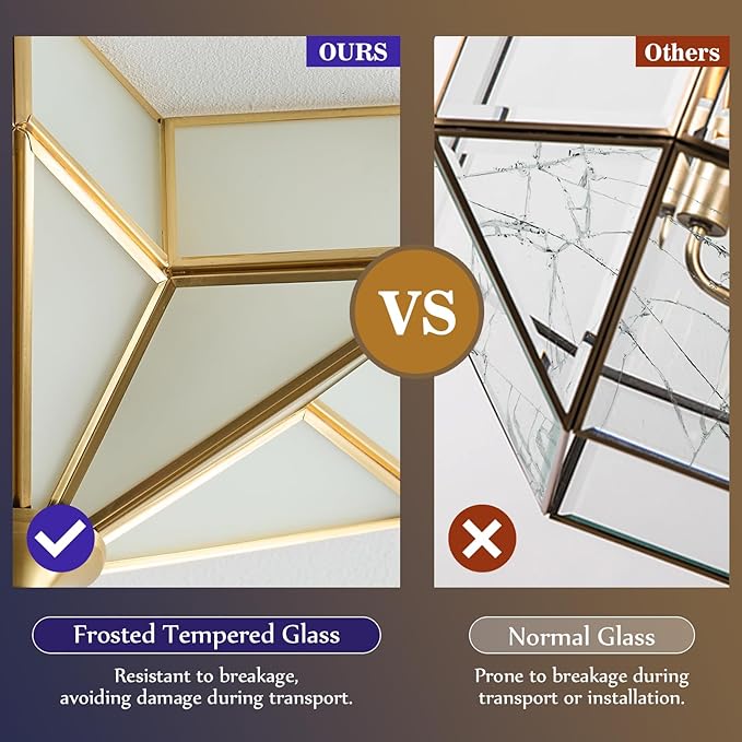 Star Brass Glass Ceiling Light - Small 12 Inch Gold Milk Flush Mount Fixture - Unique Art Deco Vintage Modern Lighting Lights for Bedroom Dining Foyer Entryway Hall Hallway Outdoor Porch