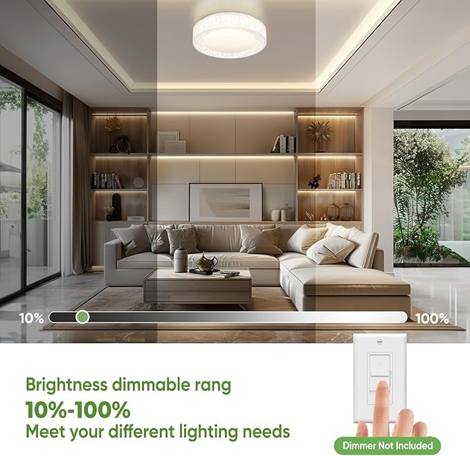 Lightania 16 Inch Flush Mount Ceiling Light, Modern White LED Ceiling Light Fixture, 28W 2800LM 2700-6500K Adjustable, Dimmable Ceiling Lights for Bedroom, Kitchen, Hallway, Bathroom, ETL