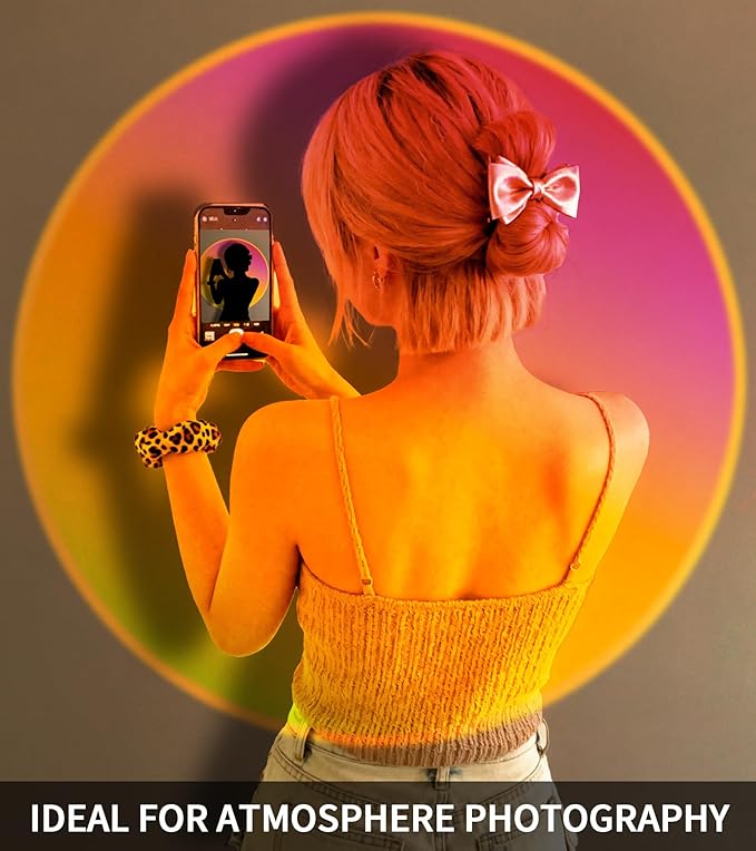 AIHYING Sunset Lamp Projector,Multicolor Changing Night Light 360 Degree Rotation Rainbow Led Sun Lamp for Photography Backgrounds,Party,TikTop Live,Christmas Gifts,Home Decor,Mood Lighting