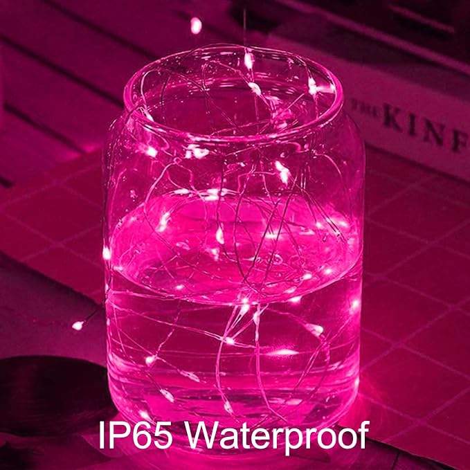 Yiaht 12 Pack Fairy Lights Battery Operated String Lights 7 Feet 20 Led Waterproof Christmas Lights Silver Wire Firefly Starry Moon Lights for Bedroom DIY Party Pink…