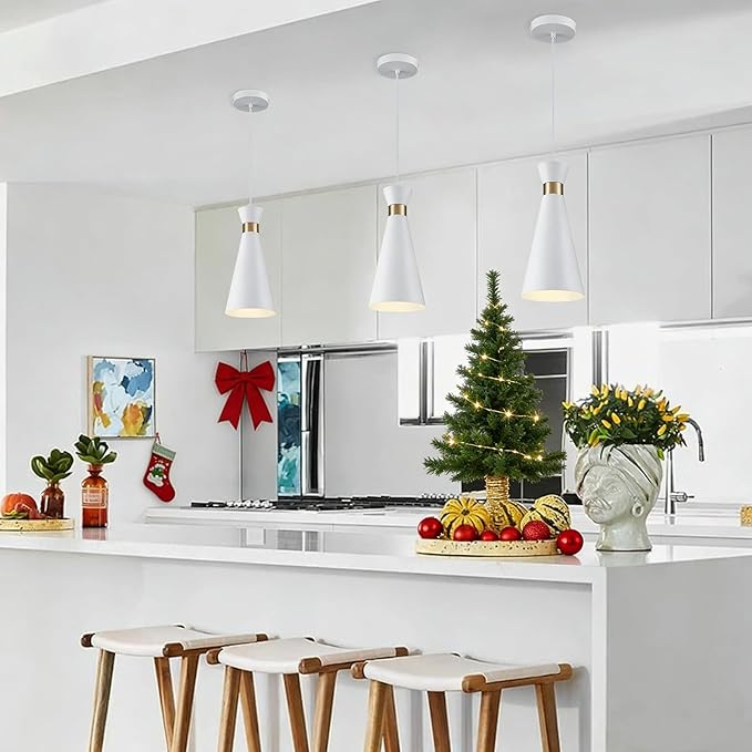 2026 New Gold White Pendant Lights Kitchen Island 3 Pack, 5.9" Mini Modern Brass Island Lights for Kitchen Bar Pendant Light Fixtures, Small kitchen pendant lighting over island Sink Dining Room