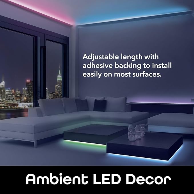Geeni Prisma Strip 9.8 ft Smart LED Strip Lights, Indoor/Outdoor Adhesive Strips, Lights for TikTok, Alexa & Google Home Compatible. No Hub Required (3M Light Strips)