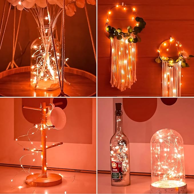 HXWEIYE 12 Pack Fairy Lights Battery Operated, 7ft 20LED Mini Twinkle String Light for Mason Jar DIY Wedding Table Centerpieces Party Bedroom Christmas (Orange)
