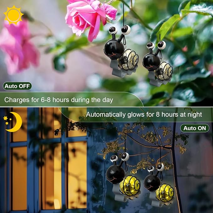 EVOLUX Solar Outdoor Snail Lights for Garden - Outdoor Statues Figurine Lights for Lawn, Patio, Balcony, Yard Ornament Cut Housewarming Gifts(2 pcs)