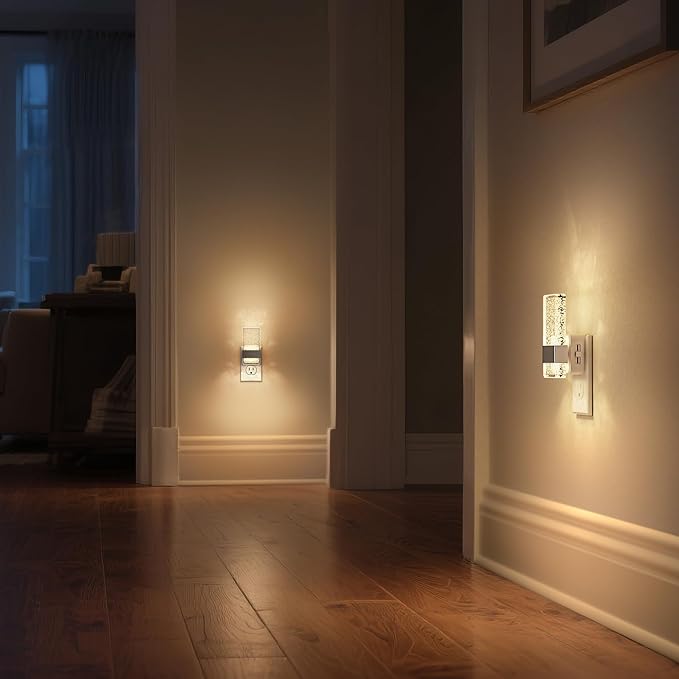DORESshop LED Night Lights Plug into Wall [2 Pack], 0-100LM Dimmable Nightlight, Bubble Decorative Night Light, Dusk to Dawn Sensor, Wall Sconce-Style Design Nightlights for Bathroom, Hallway, Gift