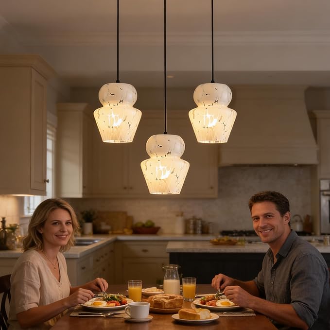 Industrial Pendant Light with Glass Shade Matte Black Pendant Lighting Adjustable Industrial Retro Style Hanging Light,Kitchen Island Farmhouse Pendant Lights Fixtures for Kitchen,Farmhouse