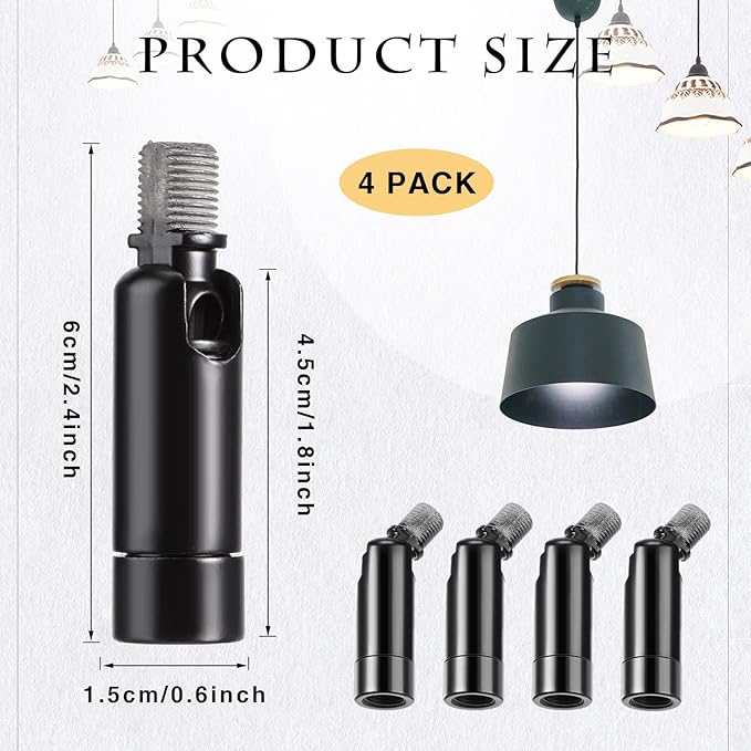 Tondiamo 4 Pcs Black Sloped Ceiling Light Adapter 180 Degree Pendant Suspension Canopy for Chandelier Track Ceiling Lamp Pendant Vaulted Overhead Light Hanging Helper for Vaulted or Angled Overhead