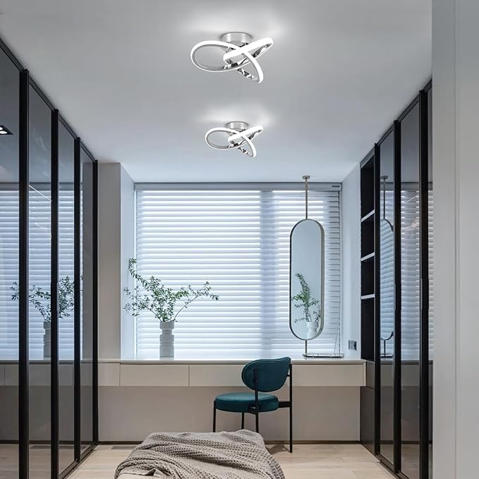 CANEOE Gold Hallway Ceiling Light Fixtures 24W Dimmable LED Ceiling Light with Remote Control Modern Flush Mount Ceiling Lights for Bedroom Bathroom Kitchen Balcony Stair Aisle Ceiling Lamp (Chrome)