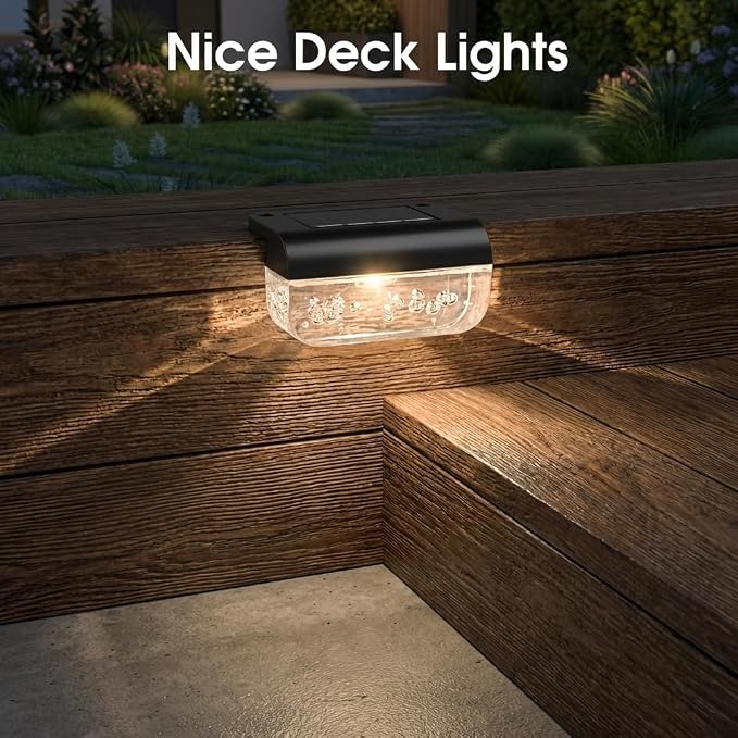 Eyrosa Solar Deck Lights Outdoor Waterproof Warm White 12 Pack | Solar Lights for Outside, Stairs, Step, Fence, Yard, Garden, Patio, Pool, Railing