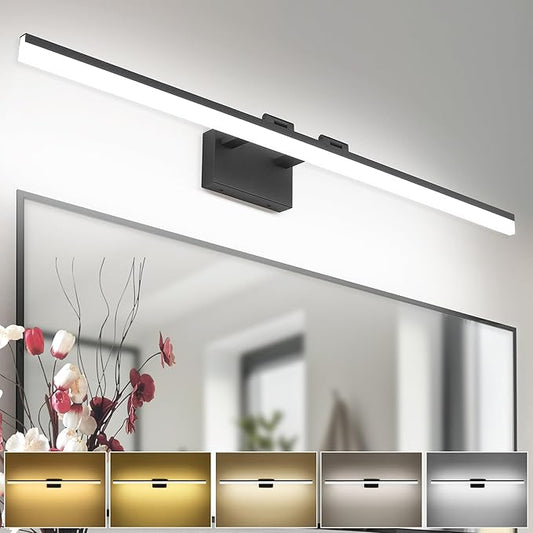 SOLFART 5 Color Temperature Dimmable 47.2 Inch Bathroom Light Fixtures Over Mirror Matt Black Vanity Lights for MirrorBathroom Bathroom Led Lights Light Bar 5CCT
