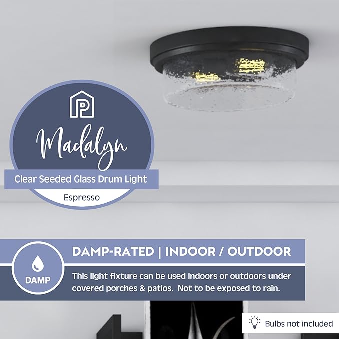 Prominence Home Madalyn 13" Bronze Flush Mount Clear Square Glass Drum Ceiling Light - 51541-01