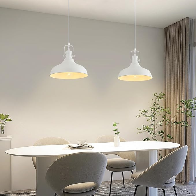 White Pendant Light, Modern Farmhouse Pendant Lights Kitchen Island, 11.41" Kitchen Pendant Lighting Over Island, Ceiling Hanging Light Fixture for Kitchen, Dining Room, 3 Pack