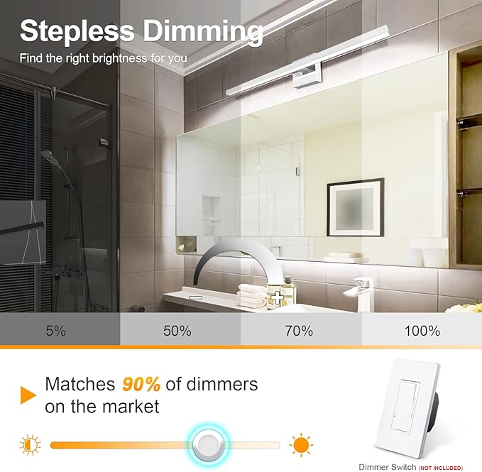 VOLISUN Modern Bathroom Vanity Light 31.5 inch, 18W Dimmable 5CCT Led Bathroom Light Fixture Over Mirror, Chrome Bar Wall Lights for Bathrooms Mirror Cabinets Bedroom-ETL Certificated