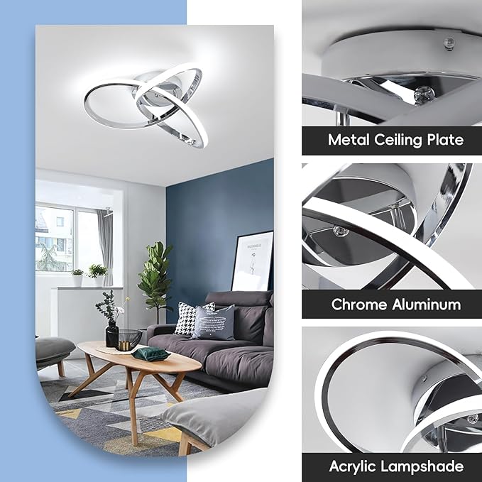 CANEOE Modern Ceiling Light Fixtures,42W Dimmable Flush Mount Led Ceiling Light with Remote Control, Creative Design Close to Ceiling Light for Bedroom Kitchen Living Dining Room Office