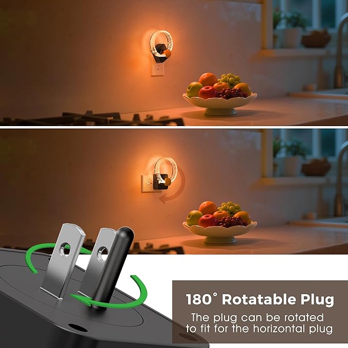 L LOHAS LED Night Lights Plug into Wall, Changing RGB Night Light with Dusk to Dawn Sensor, 180° Rotatable Bubble Nightlight Plug in Wall for Halloween, Christmas, Holiday, Hallway[2 Pack]