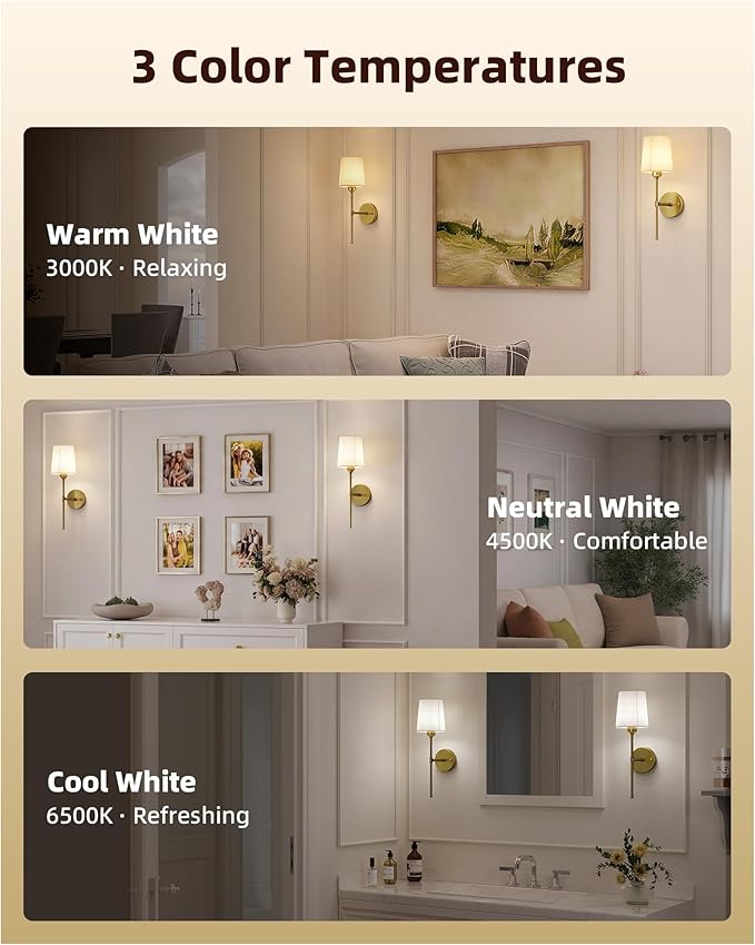 Rechargeable Wall Lights, Battery Operated Wall Sconce Set of 2, 7500mAh, Dimmable, Remote Control, Timer, Magnetic Bulb, 3 Color Temps, RGB, Wireless Wall Lamps, for Bedroom Living Room Hallway Decor