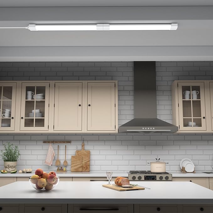Plug in Light Fixture, 4FT Linkable 5000K Plug-in Ceiling Lights for Shop Garage, LED Tube Light for Closet, Cabinet, Workbench, Kitchen, Office, Bathroom, Triproof, 36W