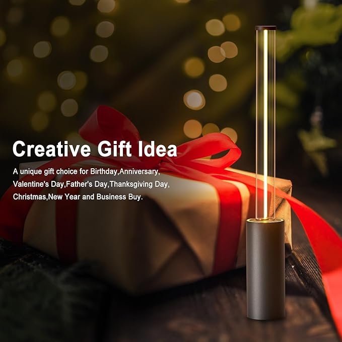 Portable Cordless Lamp, 3-Way Touch USB Rechargeable Battery Operated Table Lamp, Minimalist Small Lamp for Bedside and Kitchen, Ambient Light for Dining and Bar, Grey