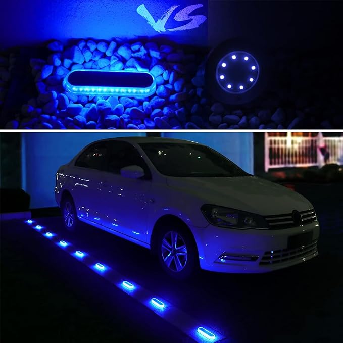 YiLaie Blue Solar Lights for Outside Stick on Boat Dock Step Driveway Strip Lights Solar Powered Outdoor Waterproof Deck Stairs Post Ground Pathway Walkway Accessories Auto ON/Off（8 Pack）